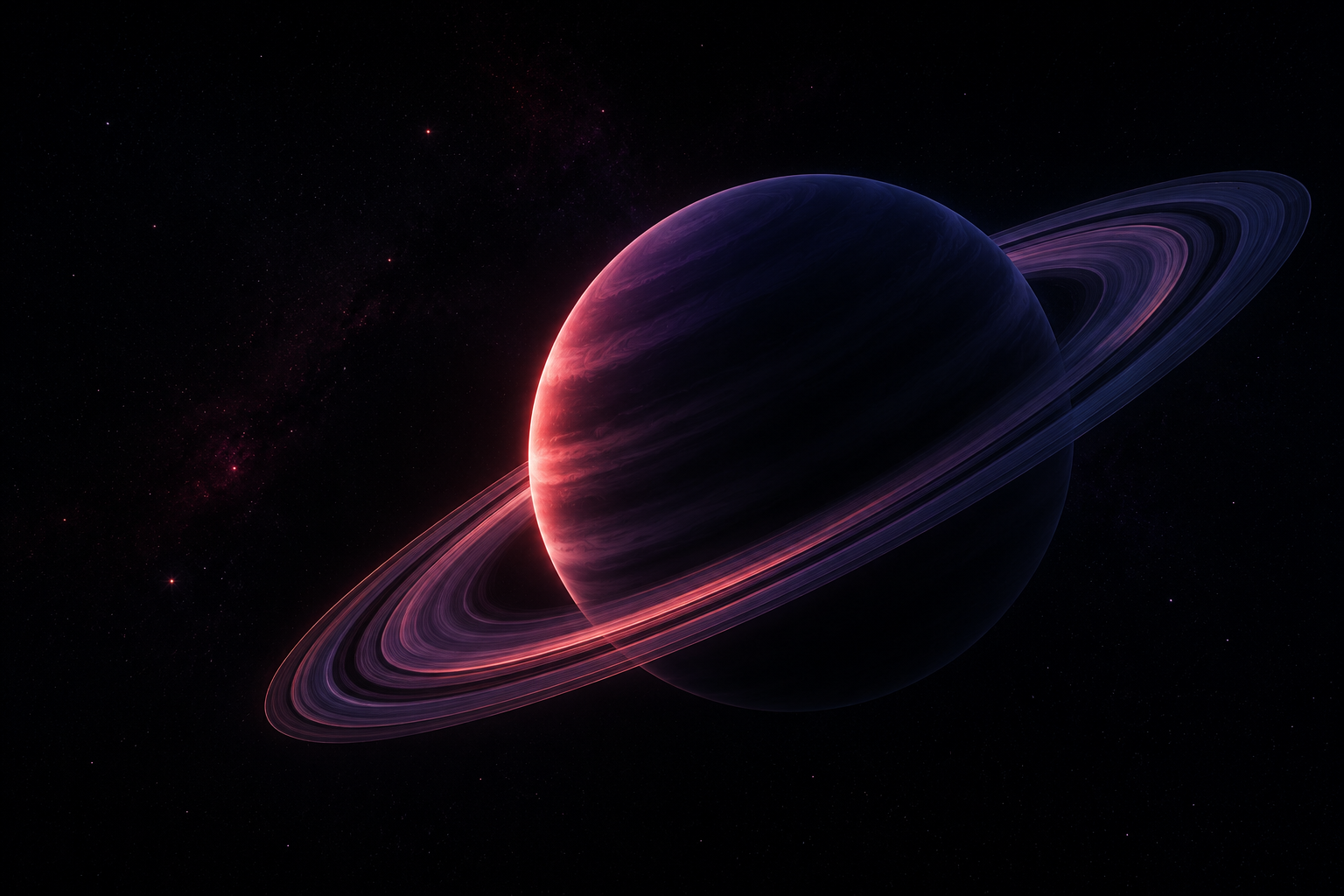 A planet with rings in space