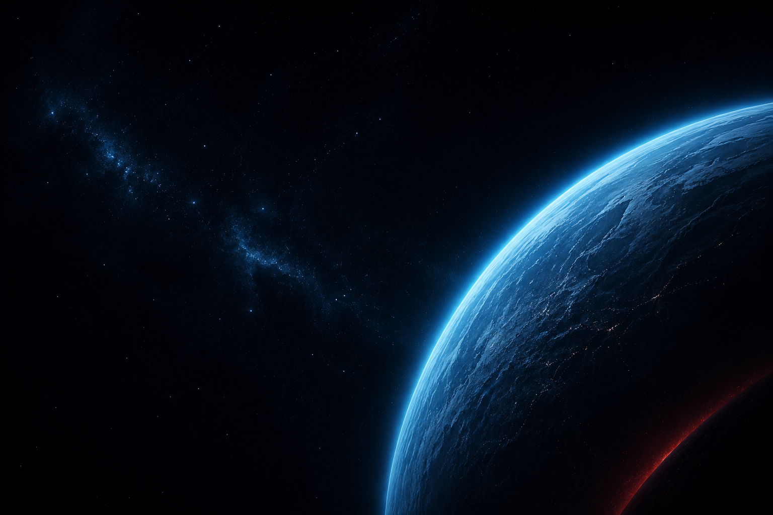 A blue planet in space